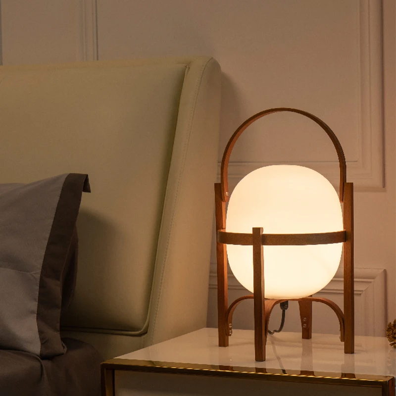 Modern Wood LED Desk Lamp for Living Room Study Bedroom Bedside Simple Art Minimalist Portable Standing Table Light Home Decor
