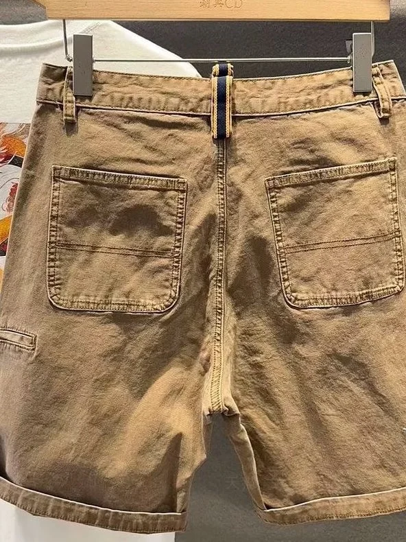 Retro American Denim Shorts Men's Casual Wear Five-Point Wear-Resistant Summer Loose Fit Jeans Casual Large Size Mid-Pay