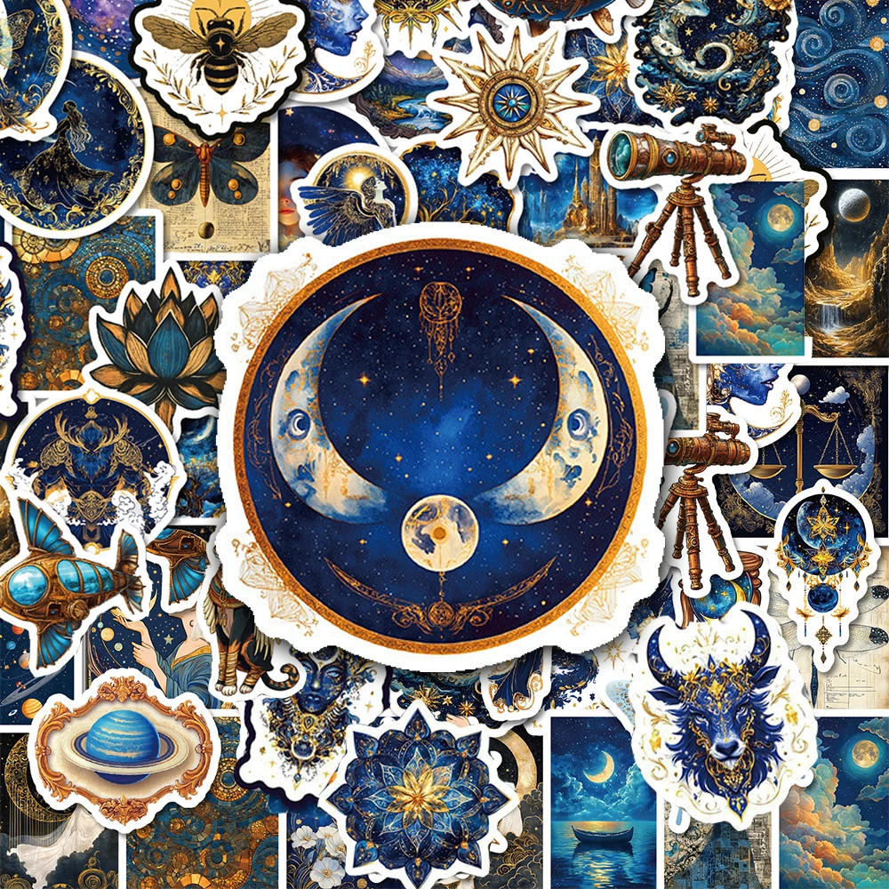 10/30/50pcs Retro Astronomy Universe Planets Stickers Aesthetic Galaxy Moon Cartoon Decal Waterproof DIY Phone Laptop Skateboard
