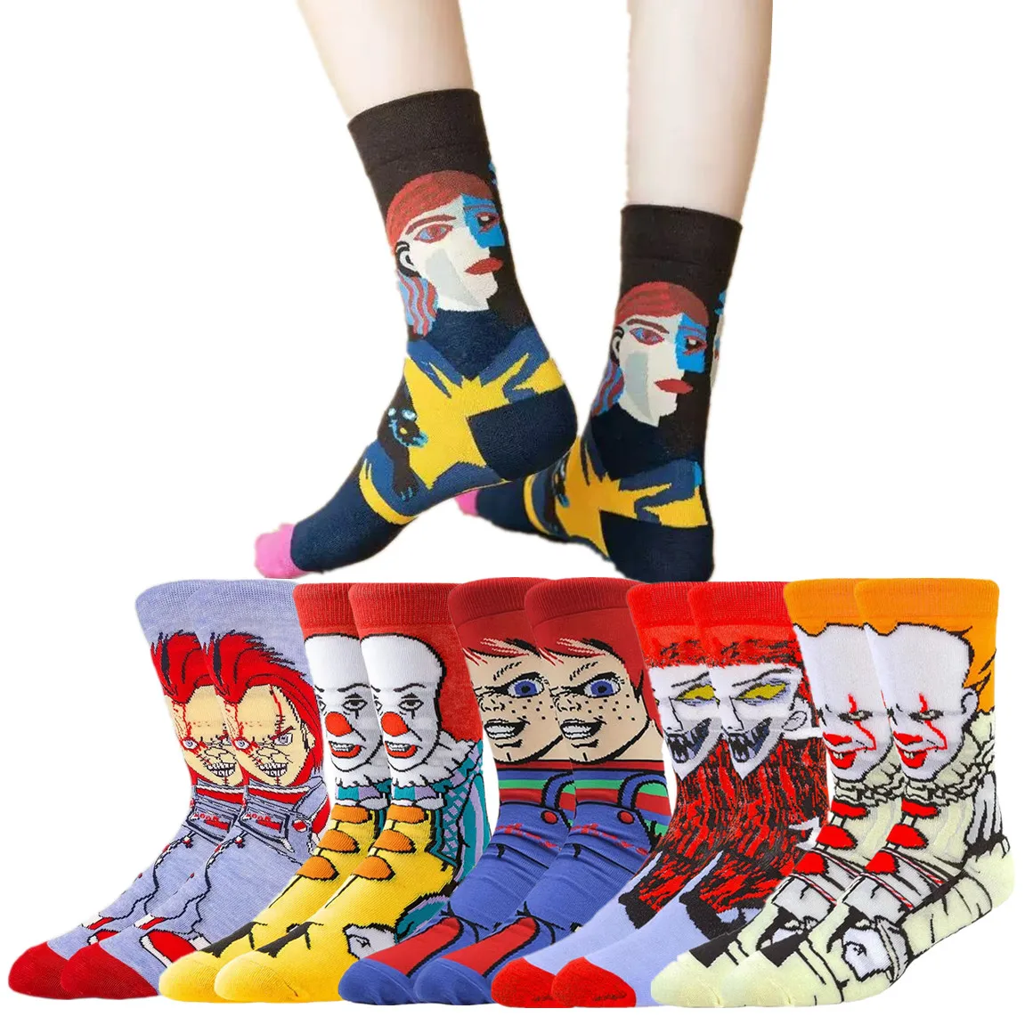 Носки с героями мультфильмов в стиле аниме для мужчин и женщин, уличная мода, Рождество, Хэллоуин, хип-хоп, новинка, забавные повседневные эластичные носки, мягкая посадка