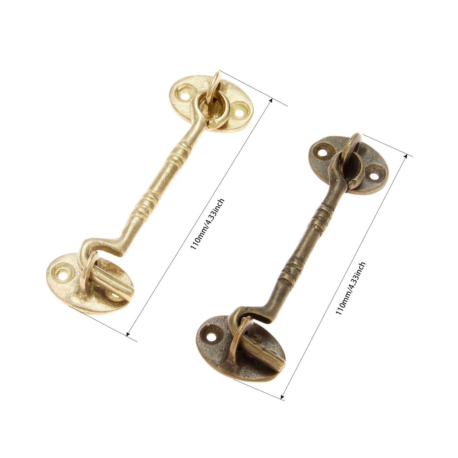 Antique Bronze Hook and Eye Latch Cabin Hook and Eye Brass Heavy Duty Cabinet Latches for Door Gate Window Closet Shed 11cm