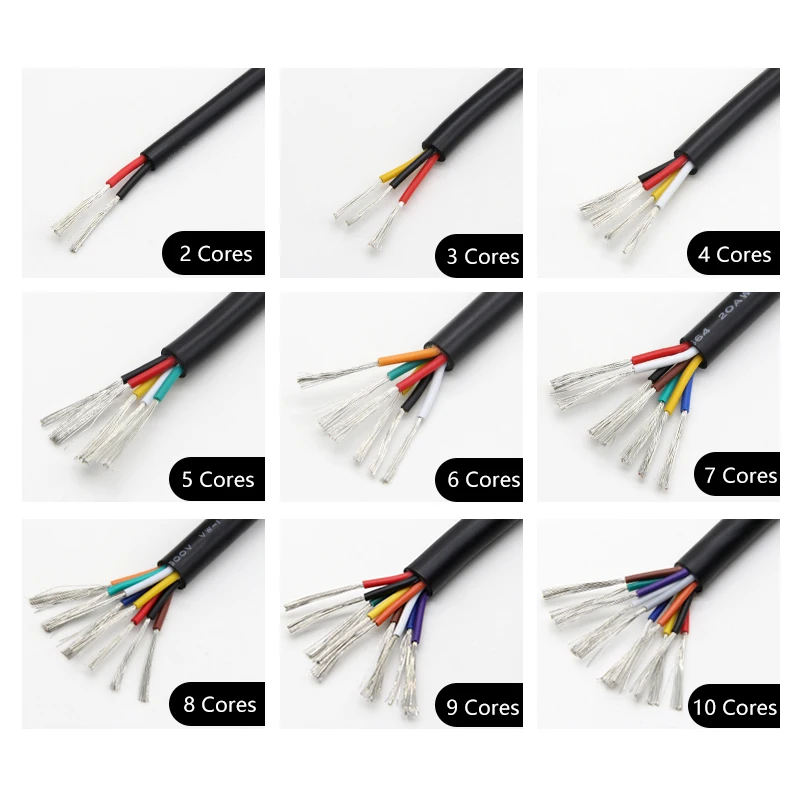 2-10m UL2464 Sheathed Wires 30 28 26 24 22 20 18 16 14AWG Signal Control Wire Channel Audio 2 3 4 5 6 7 8 9 10Cores Power Cables