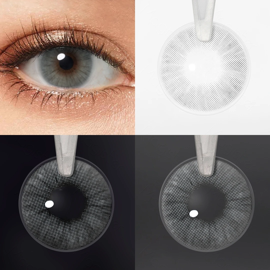 Lentes de contato natural para olhos, graduação, visão cinza, macio, 1 par