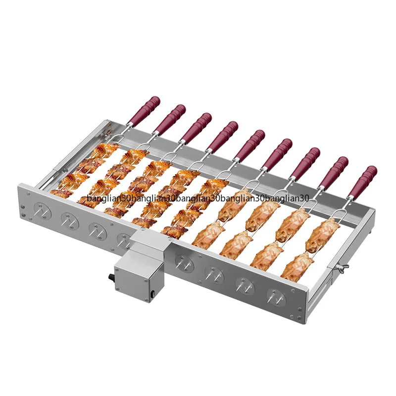 Fully Automatic Barbecue Flip Grill Rack Adjustable Width U-shaped Skewer Machine