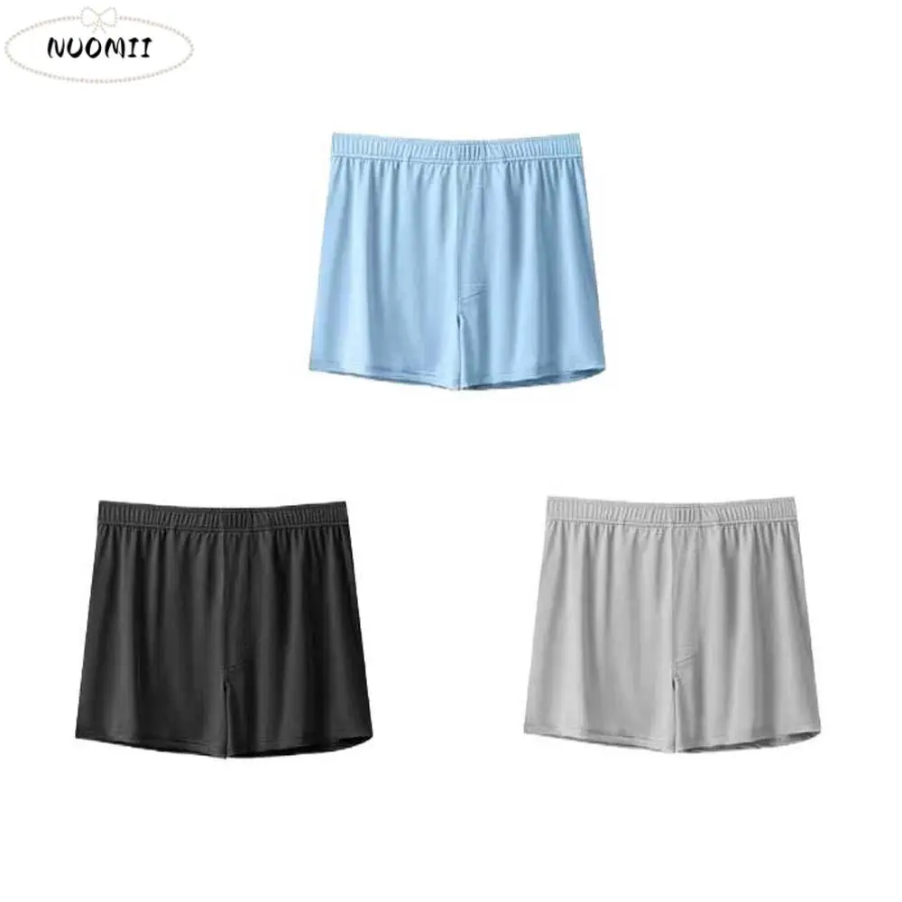 

Breathable Solid Color Men's Boxer Briefs Seamless Large Size Men Ice Silk Panties Lingerie 3PCS Underwear for Man Boys