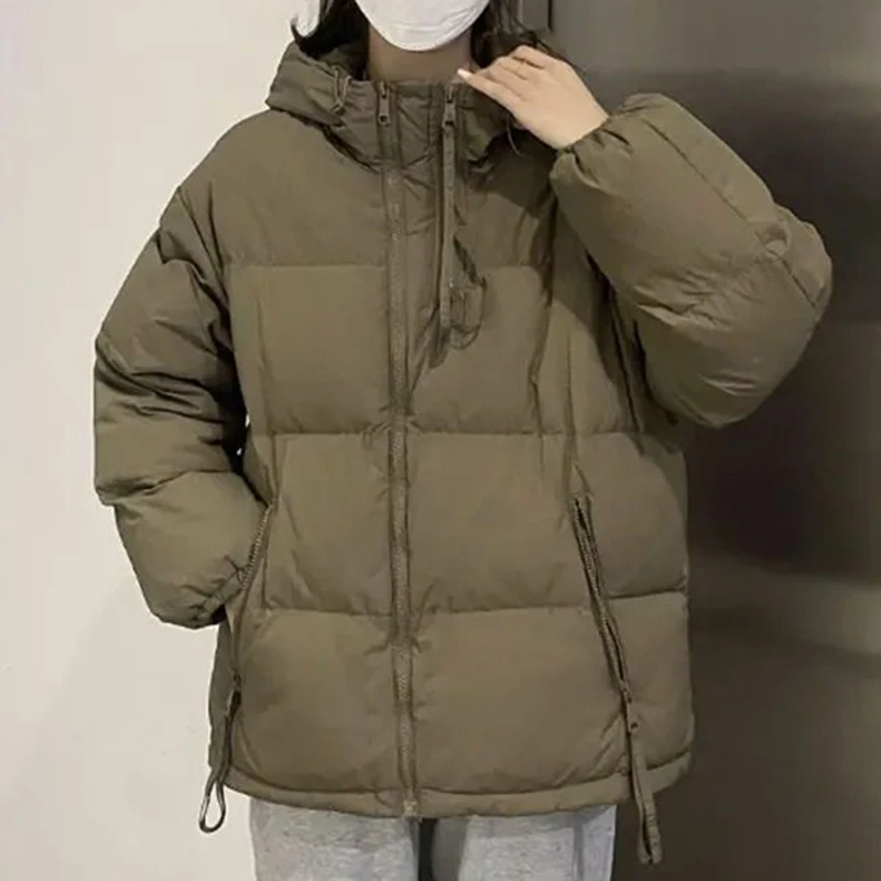 Rimocy 2024 Winter Turtleneck Parkas for Women Korean Style Hooded Thick Warm Jacket Woman Solid Zipper Up Puffer Outwear Female