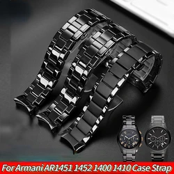 Ceramic case watchband suit for Armani watch AR1451 AR1452 AR70002 AR1400 AR1410 men's strap 22mm 24mm Folding buckle wrist band