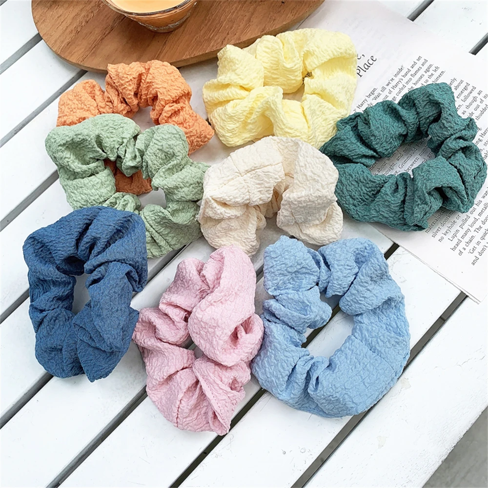 5PCS Mixed Colors Fashion Hair Bands Korean Elastic Satin Silk Dots Hair Tie for Women Girls Ponytail Holder Scrunchie Wholesale