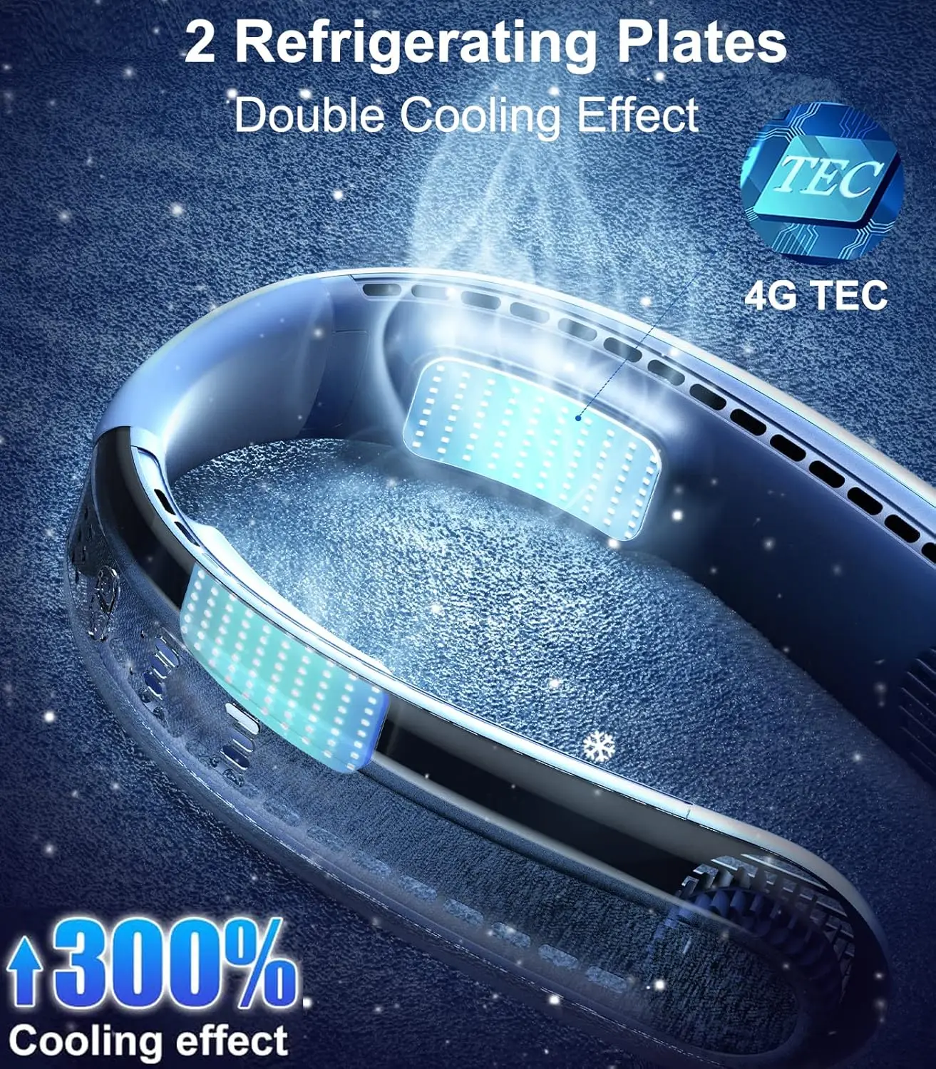 Portable Neck Fan, Upgraded Neck Air Conditioner with 2 Semiconductor Cooling Pads, Wearable Air Conditioner 360° Instant Cooli