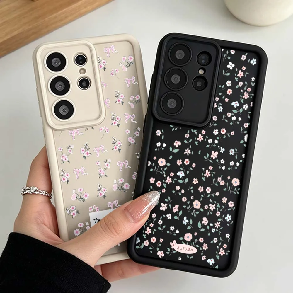 Cartoon Floral Pattern Silicone Case For Samsung Galaxy S26 S25 S24 S23 S22 S21 S20 Ultra Plus FE Soft Phone Case