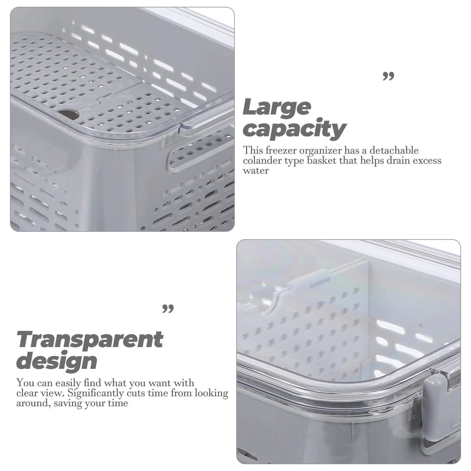 

Draining Basket Fridge Container Detachable Colander Organizing Fruits Vegetables Snacks Lettuce Berries Food Preservation Box