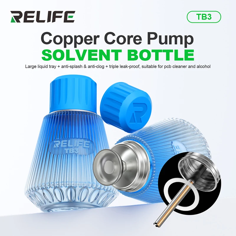 RELIFE TB3 Solvent bottle Copper Core Pump Press-to-dispense Design ,Suitable for Pcb Cleaner and Alcohol Cleaning Tools