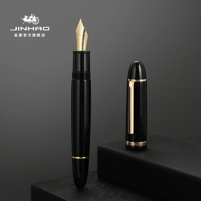 Jinhao X159 Gold Clip Fountain Pen Acrylic Barrel Refine Lacquer Fine Nib for Writing Signature Office School F7107