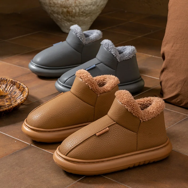 

Cotton shoes with all inclusive heels for women, winter new style with added fleece and thick sole for warmth, plush cotton slip