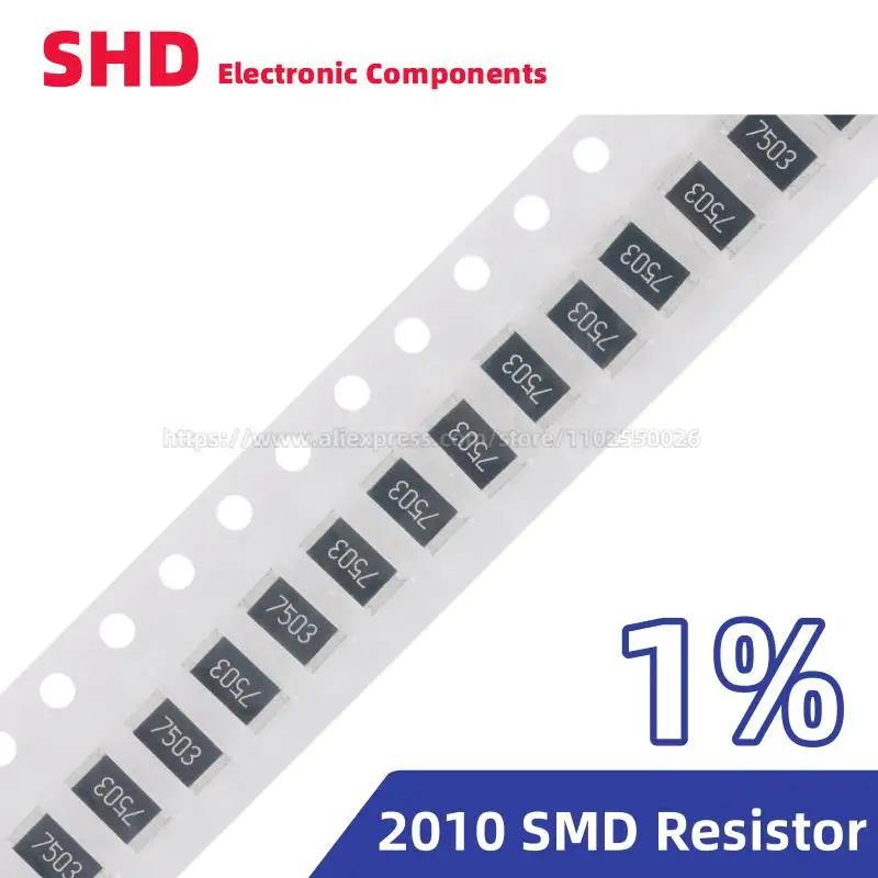 

50 шт., резистор 1% 2010 SMD 0R ~ 10M 3/4W 1 10 100 150 220 330 470 510 680 82 910 Ом Ω 1K 2,2 K 10K 100K 1R 10R 100R 220R 330R