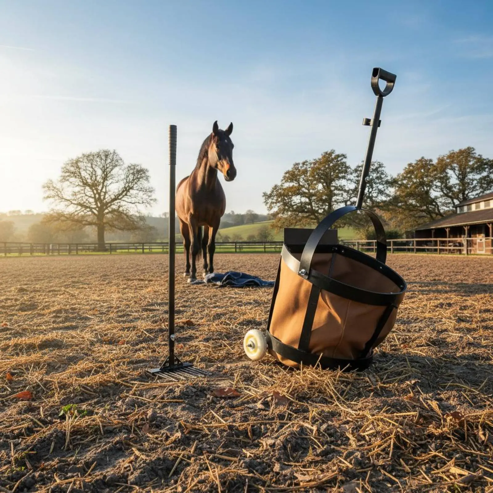 

Arena Waste Scoop Stainless Steel Equestrian Poop Scoop Pet Care Equipment Easy to Use for Stable