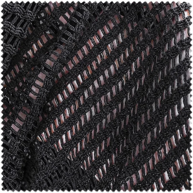 Black Small Mesh Openwork Knitted Texture Three-dimensional Spring and Summer Cardigan Sweater Fabric Fashion Designer Fabric