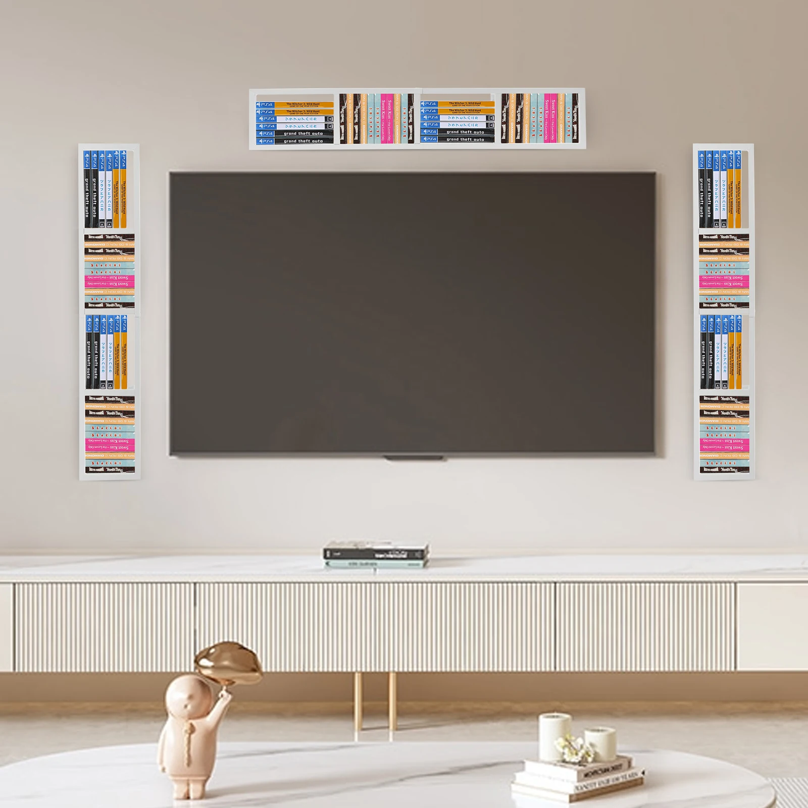 

3 шт. белые 34-дюймовые настенные стеллажи для хранения медиафайлов, металлические кубические полки для компакт-дисков, органайзер для видеоигр и хранения домашних развлечений