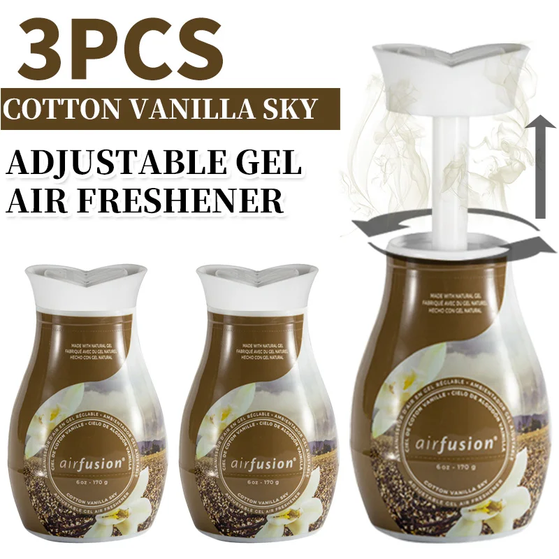 

Air Fusion Odor Eliminator Gel Beads 3 Pcs 6 Oz Air Freshener Adjustable Gel Cotton Vanilla Sky Neutralizing Gel for Home