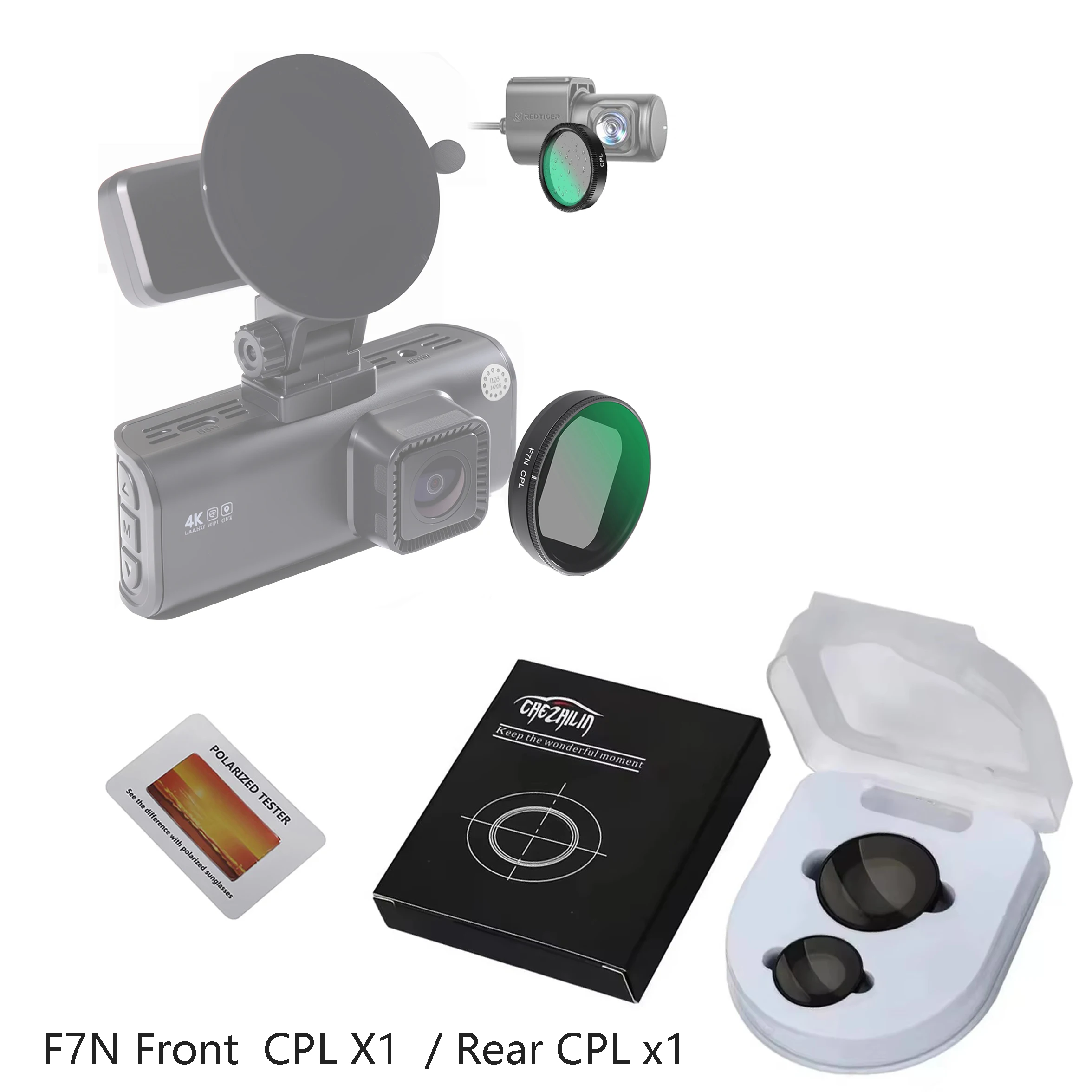 für REDTIGER F7N Zirkularpolarisierende Linse, CPL für Dashcam, Linsenschutz für F7N, Effektfilter unterstützen die F7N-Serie