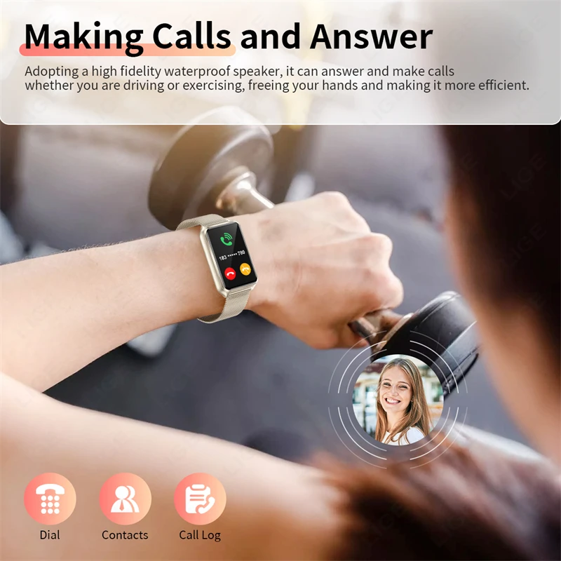 LIGE แฟชั่นผู้หญิงสมาร์ทนาฬิกาผู้ชายนาฬิกากีฬาฟิตเนส Heart Rate Health Monitor Custom Dial Voice Assistant เพลง Smartwatch