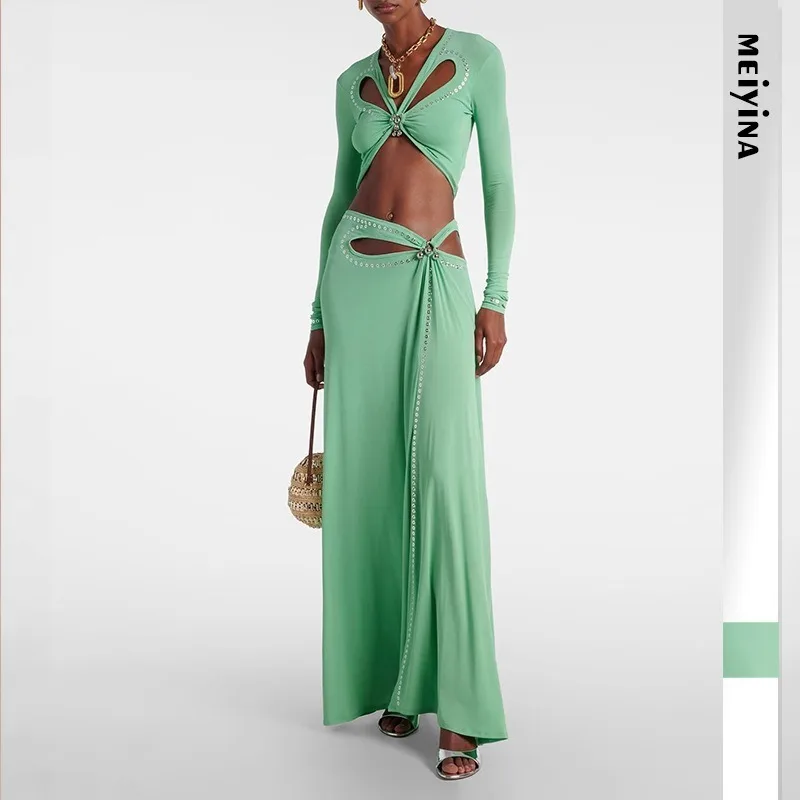 

Women Elegant New Sexy Long-sleeved Dress Set Dress