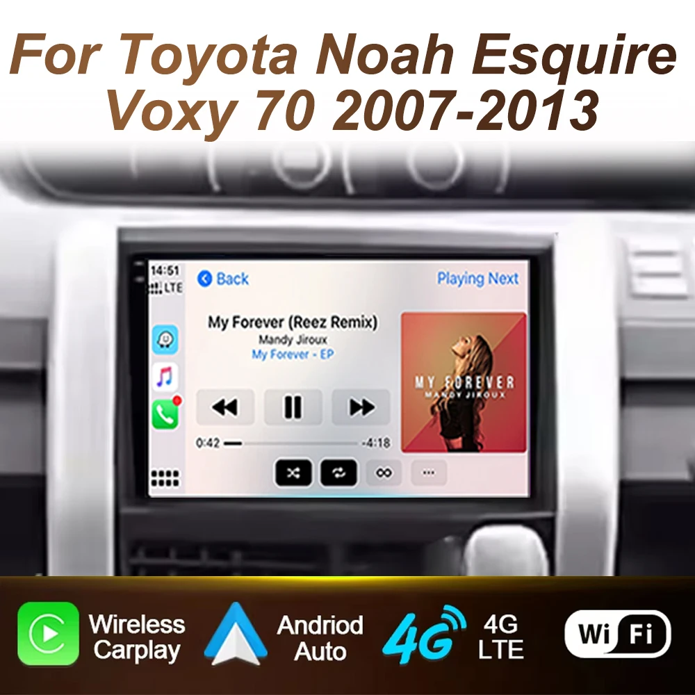 Android Car Radio Carplay 9 Inch For Toyota Noah Esquire Voxy 70 2007-2013 Auto Multimedia Player 2din DVD QLED Screen Head Unit