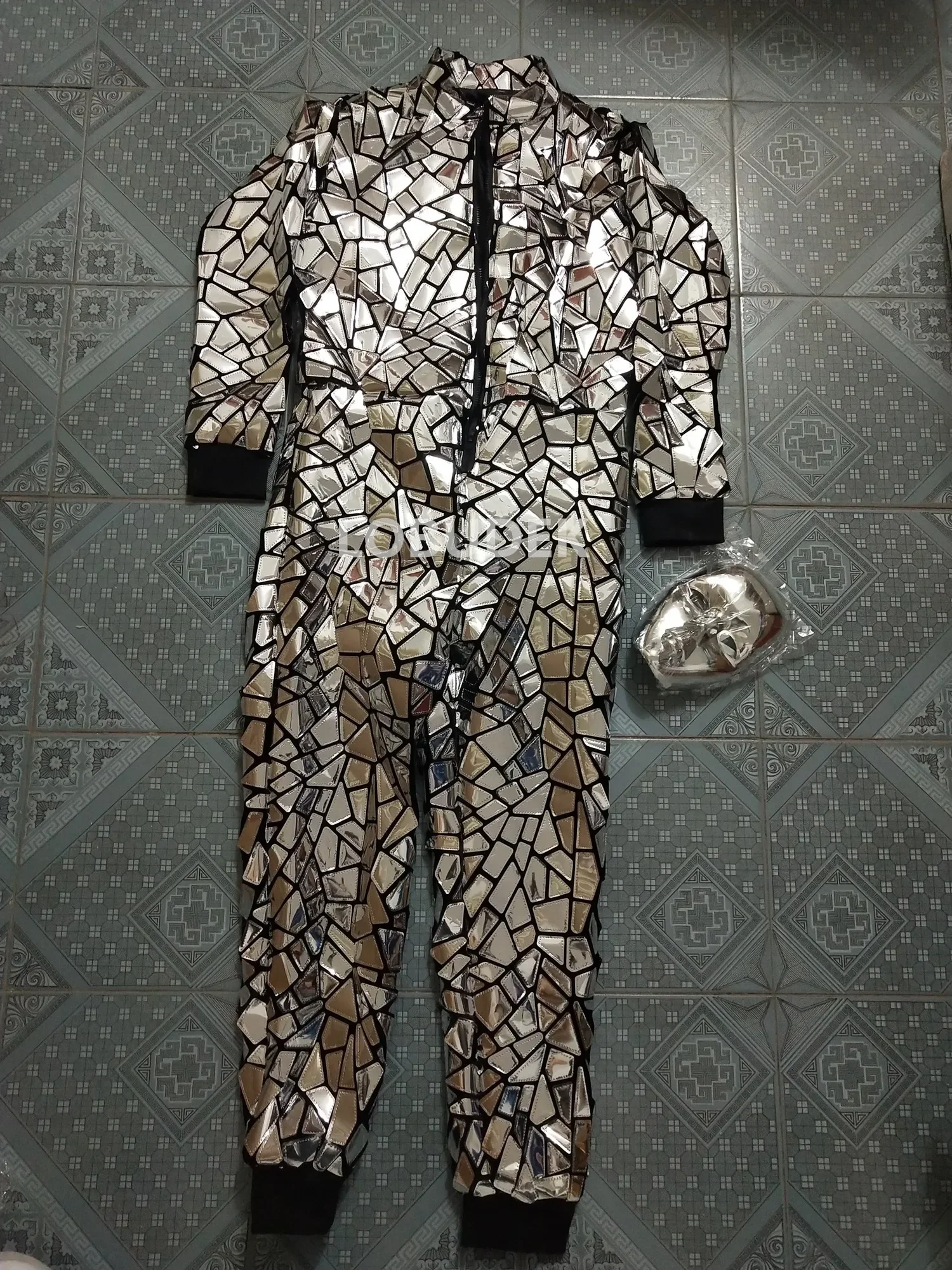 Светоотражающий лазерный комбинезон с серебряными блестками, мужской комбинезон для певицы, бара, ночного клуба, хип-хопа, рок, танцевальный костюм, танцовщица, группы, сценическая одежда