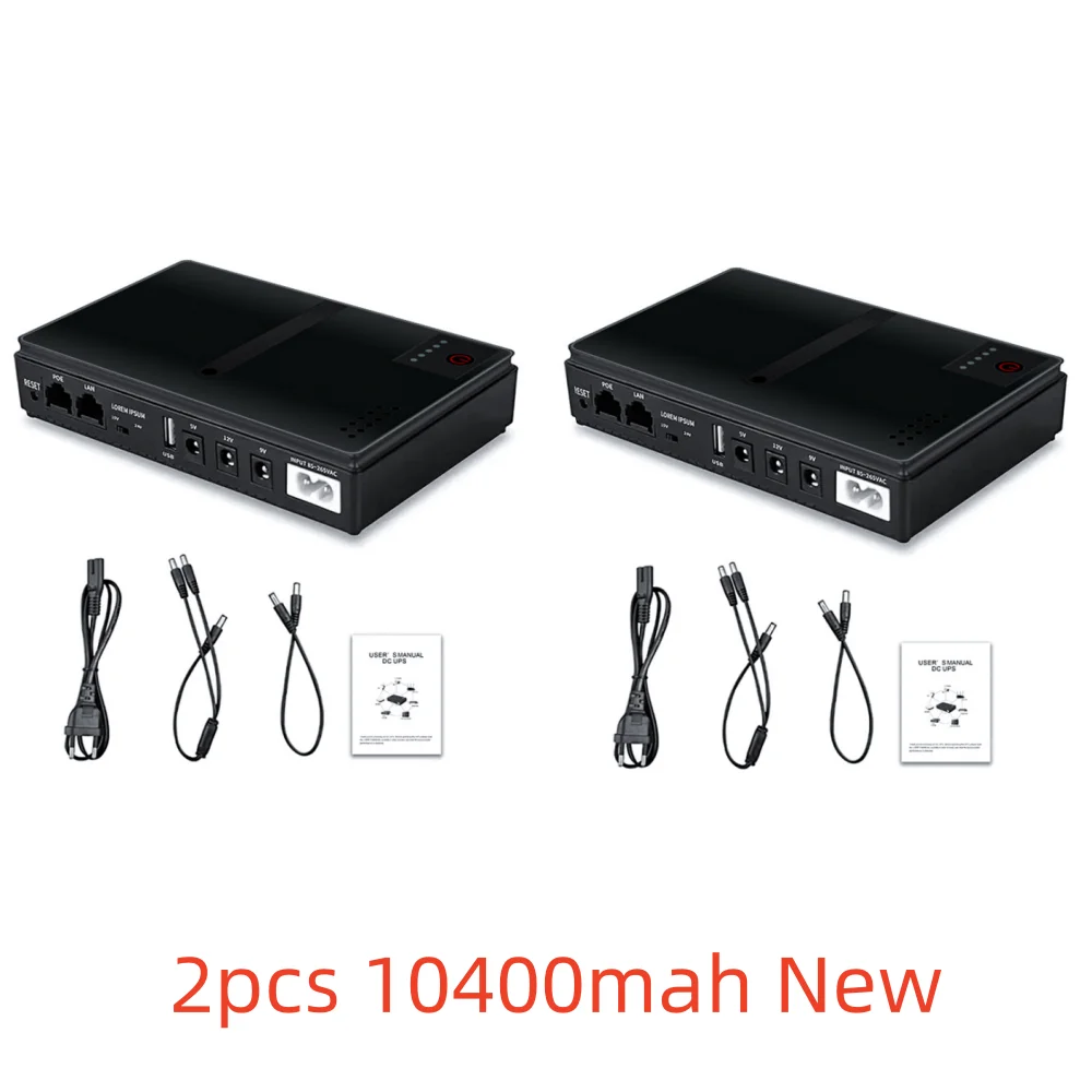 2Pcs Type-c Mini Portable Route UPS 5V-24V Uninterruptible Power Supply For WiFi Router Large Capacity Standby Power Adapter