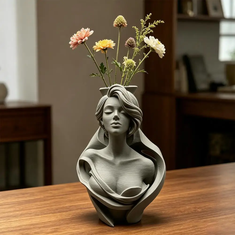 Artistic 3d Portrait Desktop Ornament 3d Printed Bust Vase Artistic Head Sculpture Planter Matte Pla Desktop Decor Gift for Art