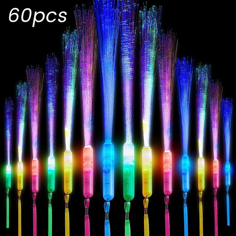 

60 Piece Fiber Optic Wands Glow Wands For Kids Birthday Party Wedding Halloween Christmas