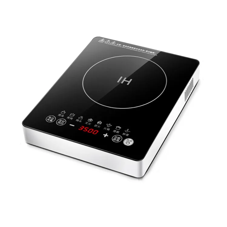 Commercial Induction Cooker 3500W Touch Control 8 Power Levels Black Crystal Glass Panel Stir Fry Cooktop