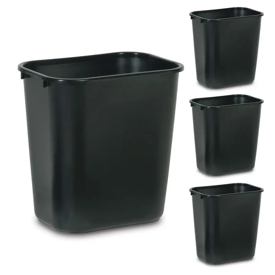

Wastebasket Trash Can, 7Gallon 28Quart, Black, Plastic, for Bedroom Bathroom Office, Fits Under Desk Sink Cabinet, Pack of 4