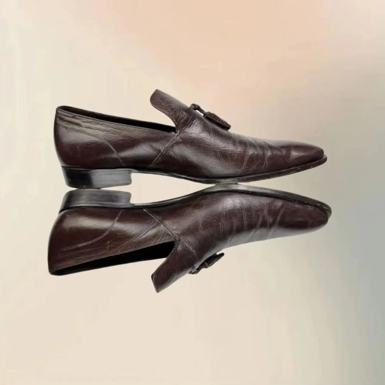 

Brown Taasels Pleated Design Square Toe Loafers Fashion Slip On Men Shoes Luxury Handmade Party Office Dating Men Casual Shoes