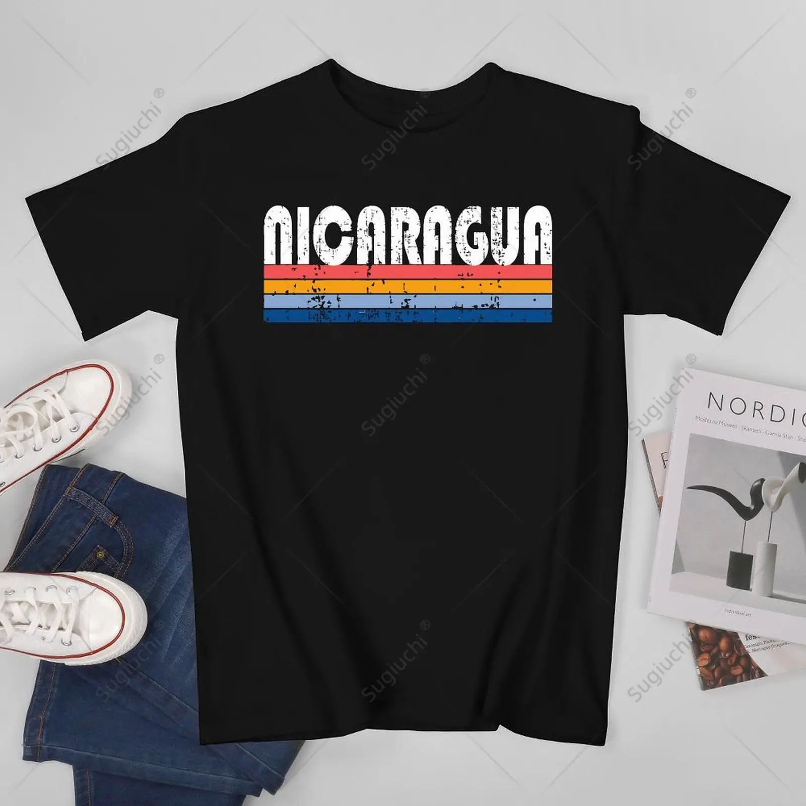 

Men Vintage 70s 80s Style Nicaragua Tshirt Tees T Shirts Women Boys 100% Cotton T-Shirt