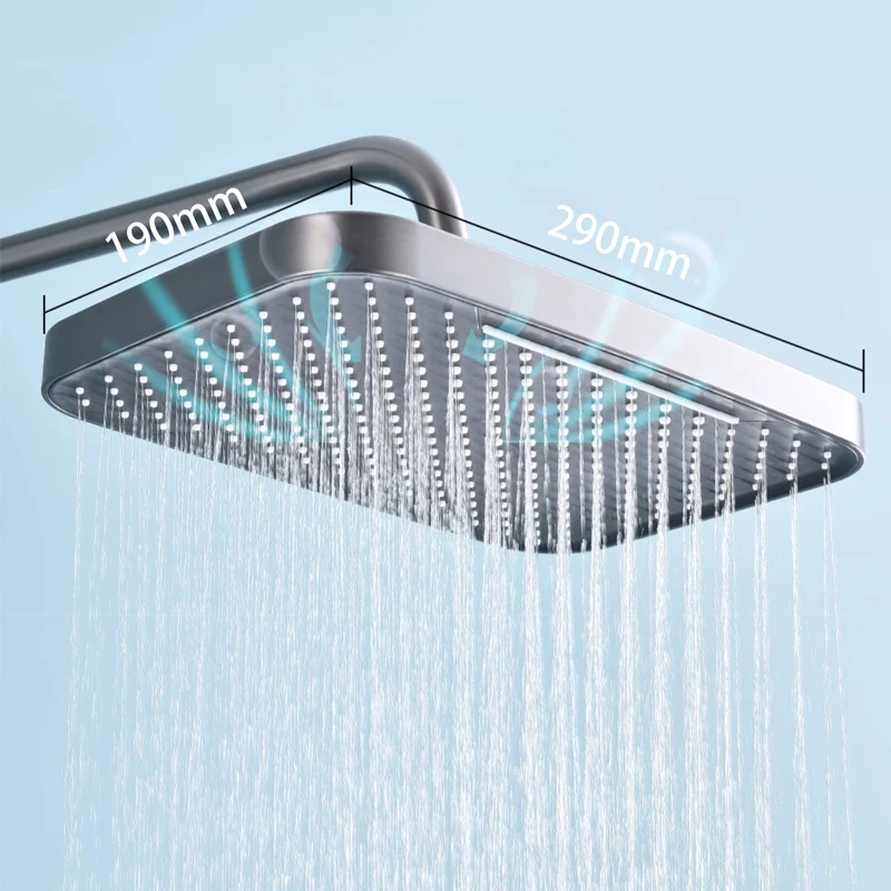 Hot Cold Bath Shower Faucet Set Bathroom LED Digital Atmosphere Shower System Bathtub Wall Mount SPA Rainfall Gun Gray Bath Set