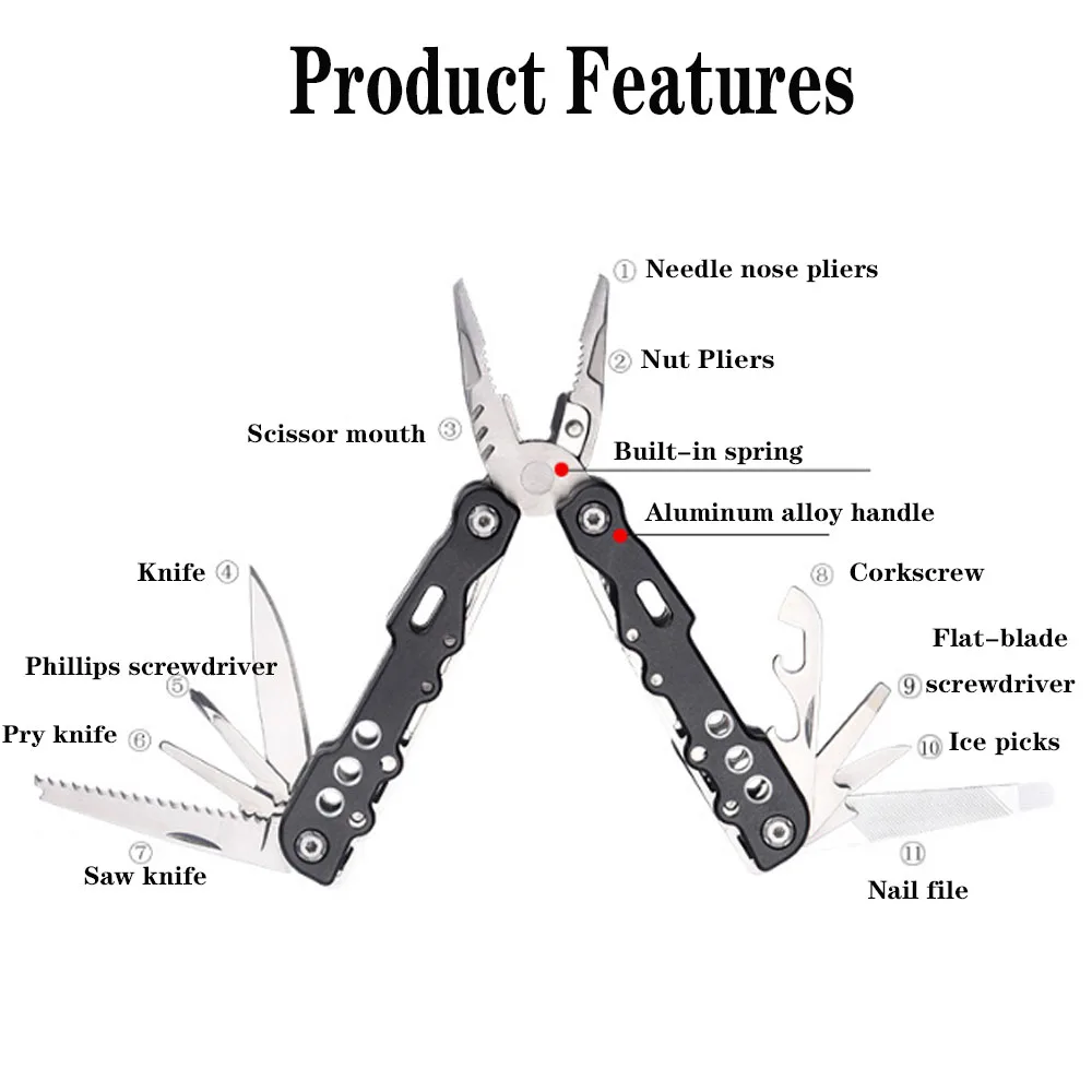 Pinze per coltelli pieghevoli Multitool Multitool tascabile da campeggio all\'aperto utensili manuali ad alta durezza pinze per naso ad ago