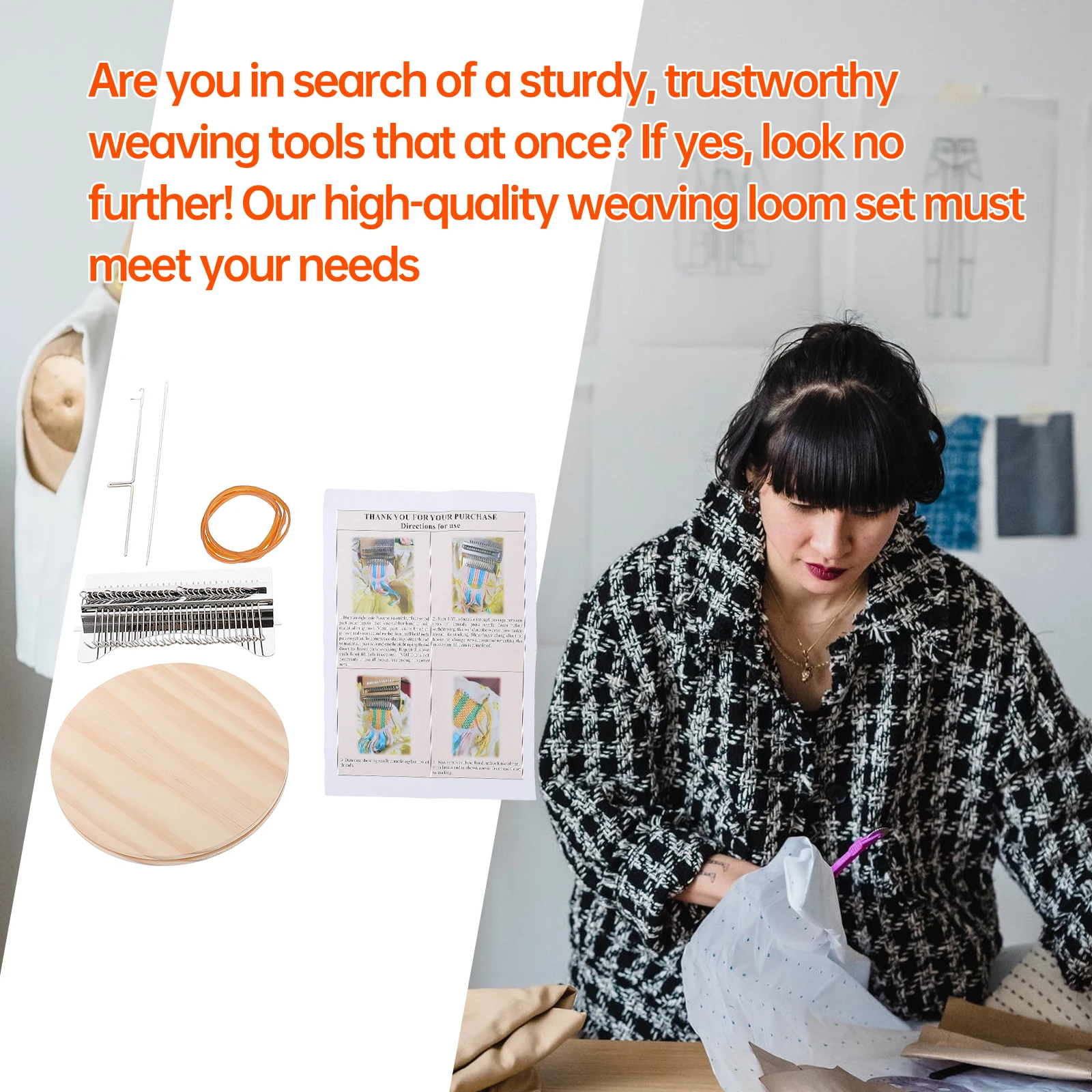 

Mini Jeans Mending Tools Clothing Weaving Tapestry Knitting Wood Wooden Machine Child Hand Knitter