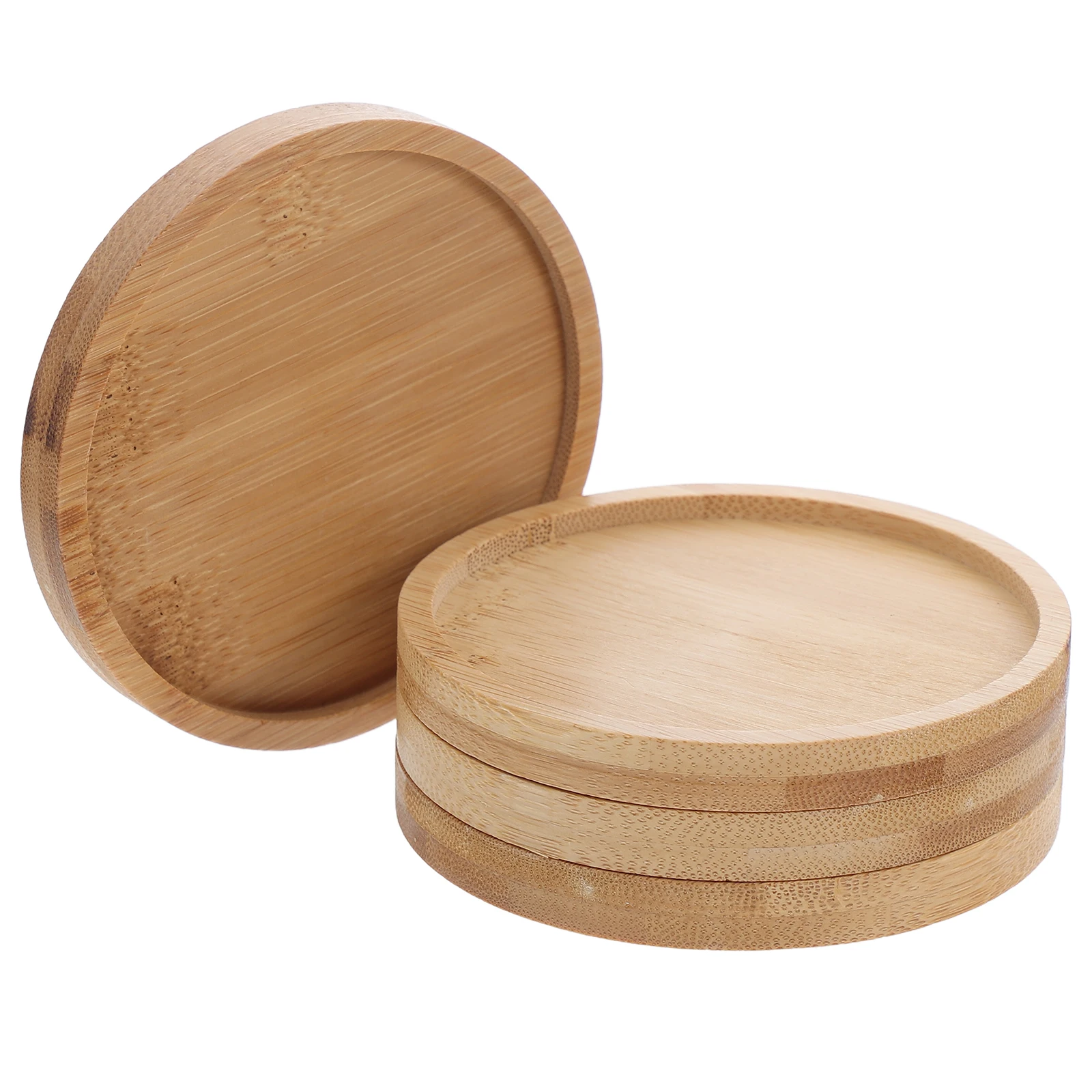 

4pcs Mosaic Coaster Bamboo Craft Coffee Table Blanks Rustic Tiles DIY Projects Hollow Bottom Antislip Place Mats