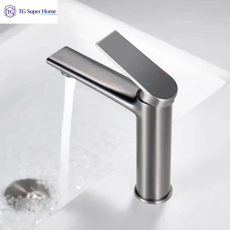 Solid Brass Gunmetal Gray Hot/Cold Basin Faucet Home Bathroom Sink Faucet Hotel Project Grade Faucet