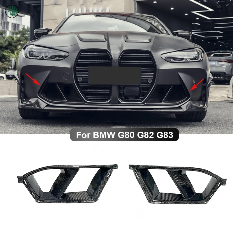 Dry Carbon Fiber Car Front Bumper Air Intake Grille Vent Cover Trim For BMW 3 4 Series  M3 M4 G80 G82 G83 2021+ Body kit