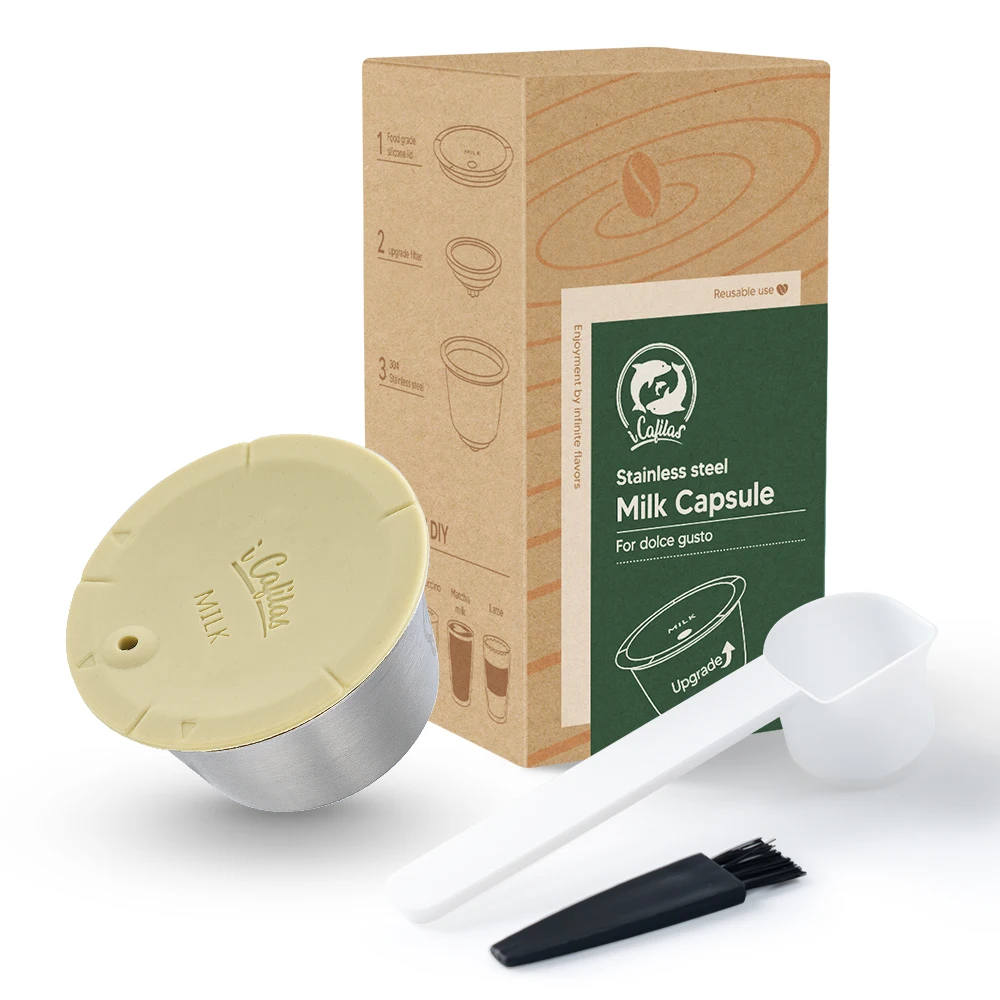 Reusable Coffee Capsule Dolce Gusto Milk Foam Pod Stainless Steel Coffee and Milk Filter for Nescafé Dolce Gusto Capsule Plastic