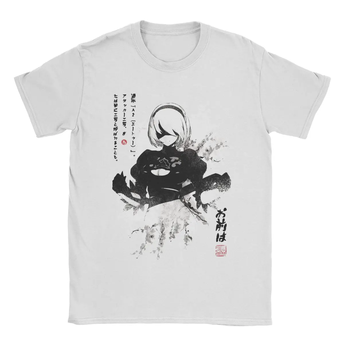 Men's T-Shirt NieR:Automata 2B Casual 100% Cotton Tees Short Sleeve T Shirt Round Collar Tops Plus Size