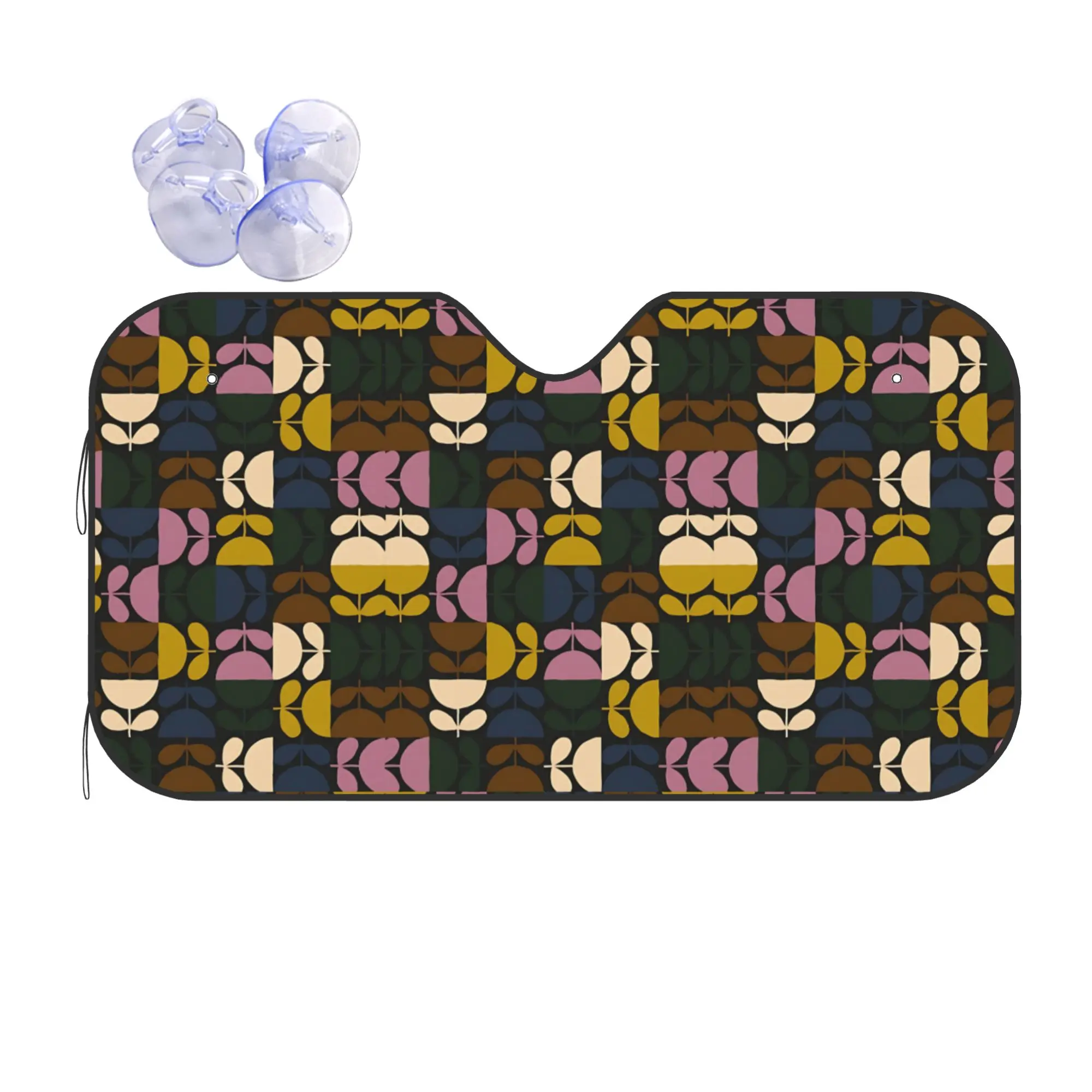 Orla Kiely Flower Style Car Front Windshield Sun Visor Heat Insulation UV Protection Portable Aluminum Foil Auto Visor