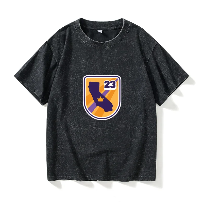 

Loose ort Sve round Ne T-irt James Lakers 23 Number Blue Baskeall Women's Casual Cotton Summer Faion Clothes