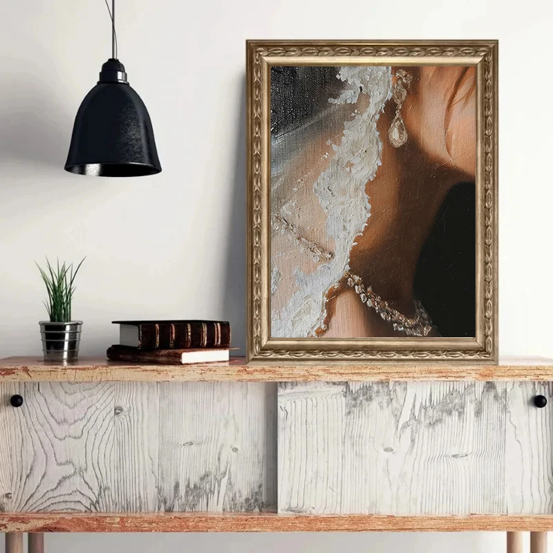 Classic Vintage Victorian Lady Bride Portrait Flowers Dark Academia Poster Canvas Painting Wall Art Pictures Home Bedroom Decor