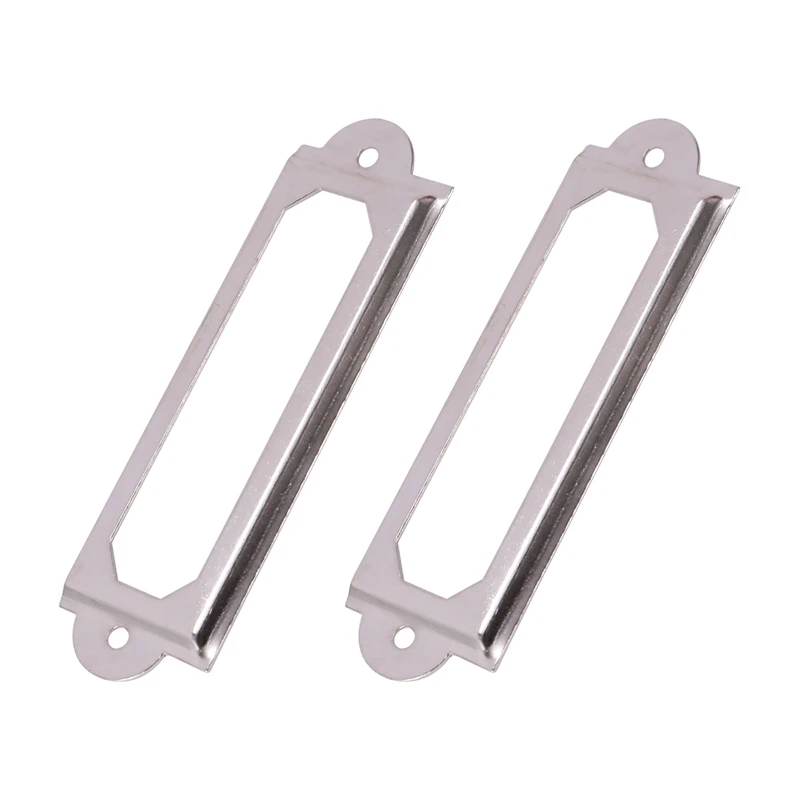 40 Set Office Library File Drawer Cabinet Card Tag Label Holder Metal Frame (Silver Tone)