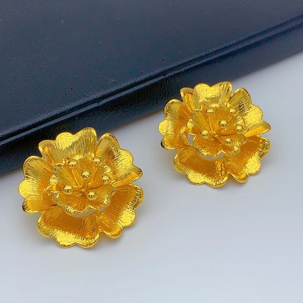 Brasilianisches 24k vergoldetes Halsketten- und Ohrring-Set für Frauen, Indisches Dubai Brautschmuck-Set, Hochzeitsgeschenk, Großhandel – Detail 4