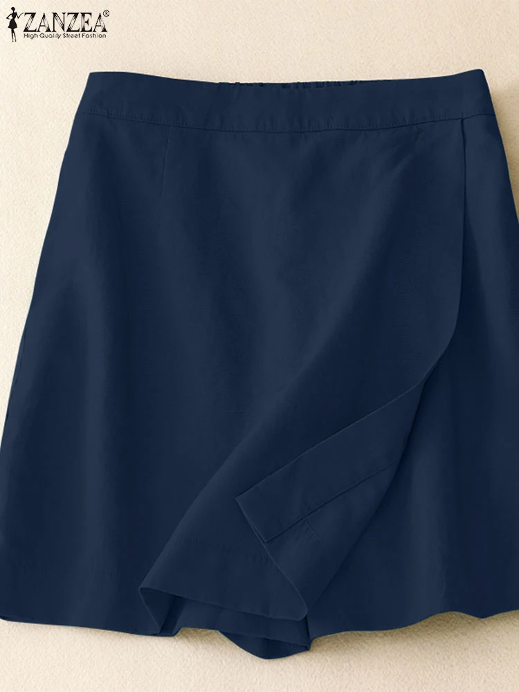 Vinatge Solid Shorts Skirts ZANZEA Summer Women Casual Elastic Waist Shorts Holiday Beach Pants 2025 Elegant Loose Work Pantalon