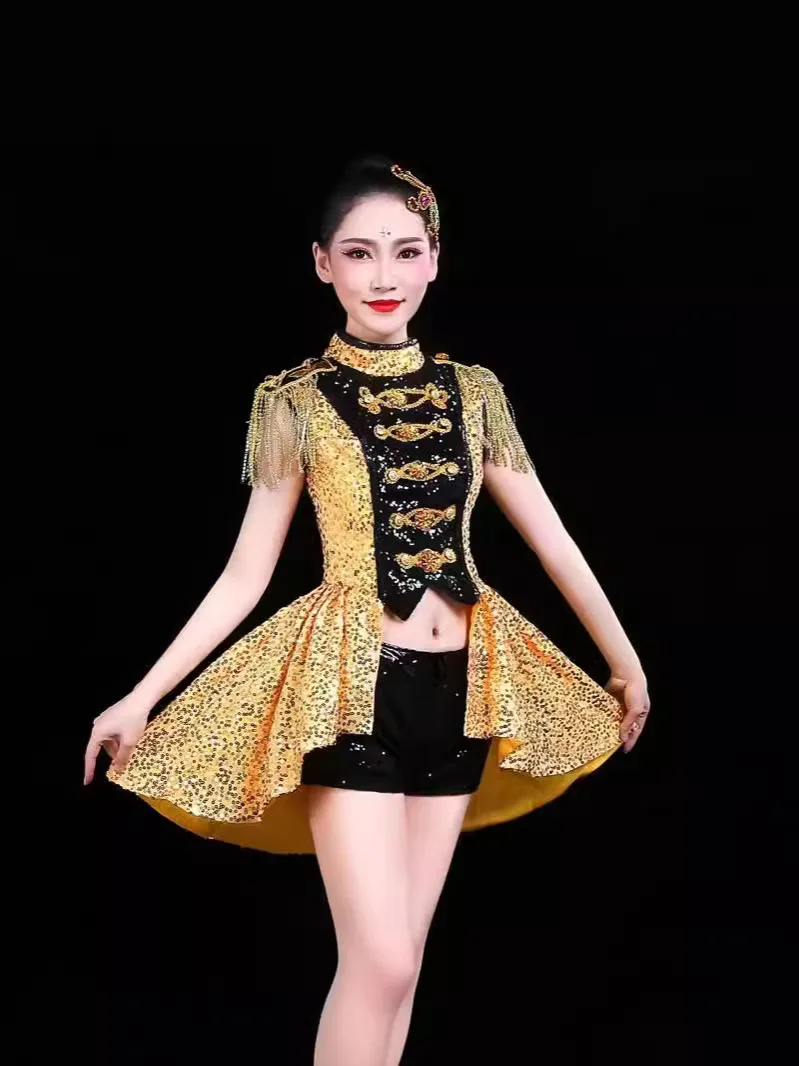 Halloween Stage Show Red Sequin Tassels Bikini Costumes Women Nightclub Bar Dj Singer Sexy Party Jazz Dance Performance Clothing